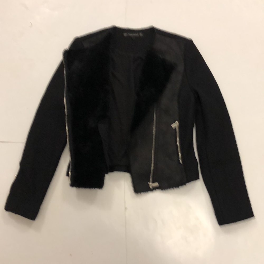 Zara Trafaluc S Jacket Black Moto 2 Zipper Pocket Closure Long Sleeve Excellent - Picture 3 of 12